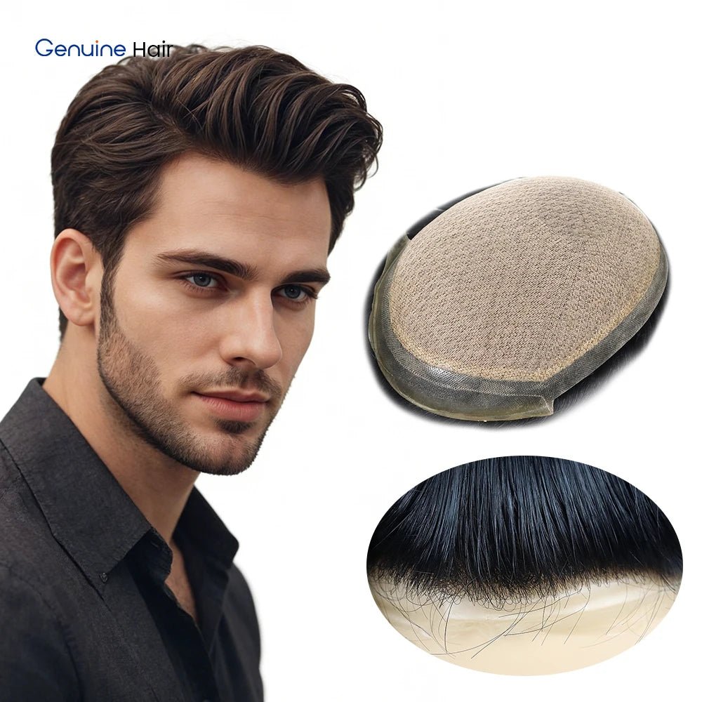 Unnoticeable Silk Base Men's Toupee 100% Remy Human Hair Prosthesis Natural Hairline Thin Skin Durable Wig for Asian Men - Cozy & Co. Market
