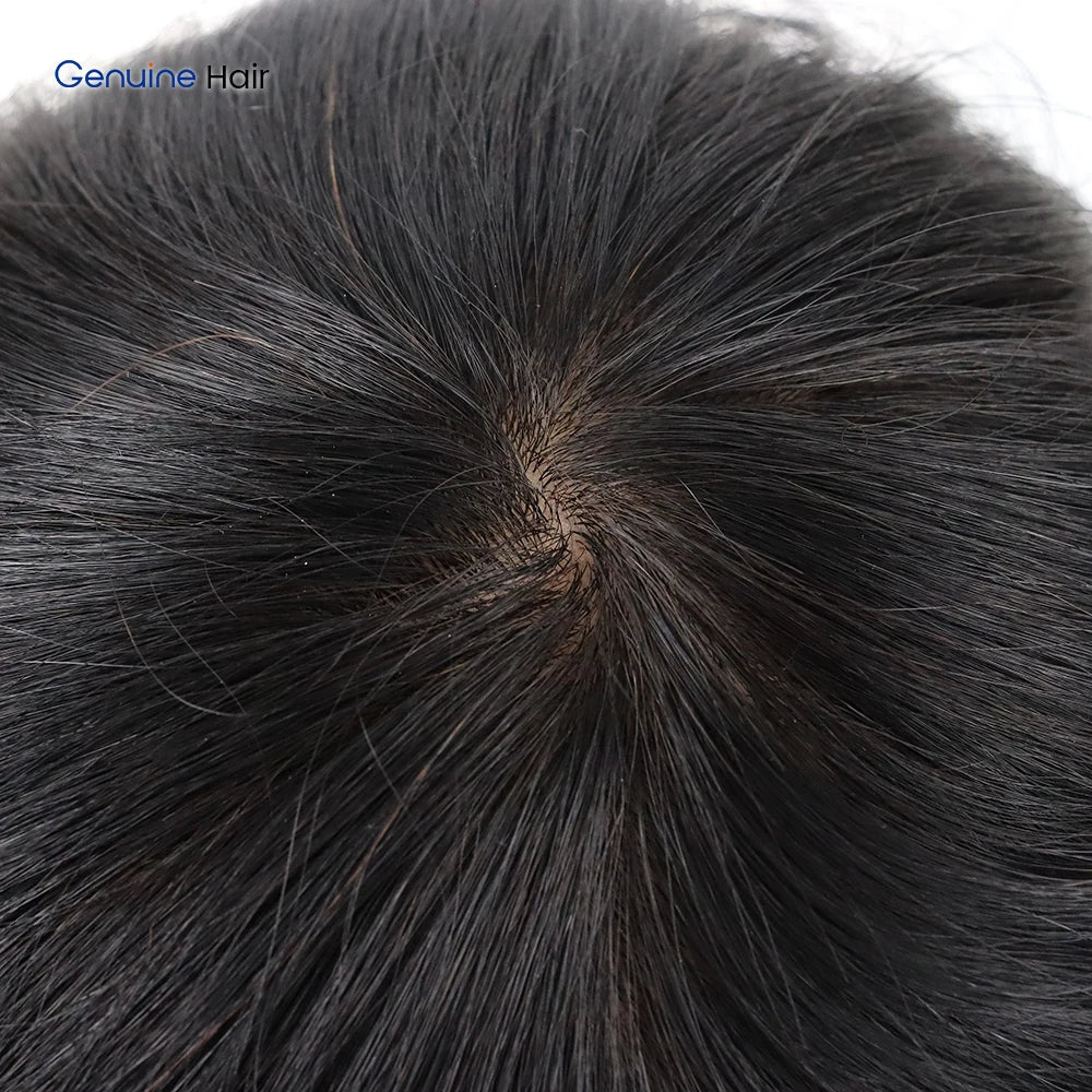 Unnoticeable Silk Base Men's Toupee 100% Remy Human Hair Prosthesis Natural Hairline Thin Skin Durable Wig for Asian Men - Cozy & Co. Market