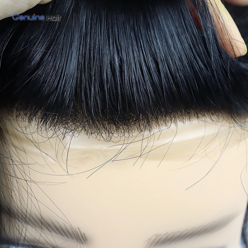 Unnoticeable Silk Base Men's Toupee 100% Remy Human Hair Prosthesis Natural Hairline Thin Skin Durable Wig for Asian Men - Cozy & Co. Market