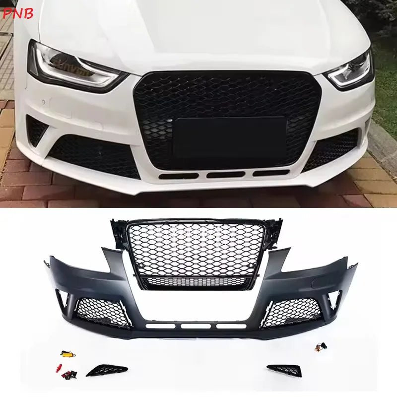 Upgrade RS4 Style Bumper Body Kit Front Bumper Honeycomb Grille Bumper for Audi 08-12 A4 S4 B8 - Cozy & Co. Market