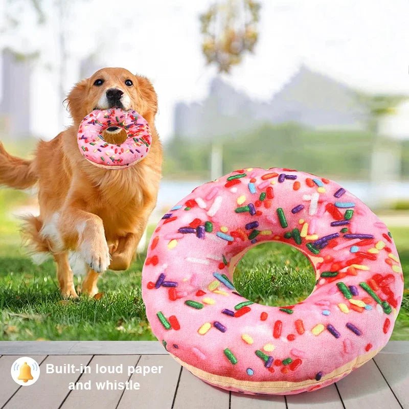 US LOCAL STOCK Hiphoppet Durable Dog Toys with Built-in Squeakers Featuring Plush Pizza and Donut Designs for Chewers - Cozy & Co. Market