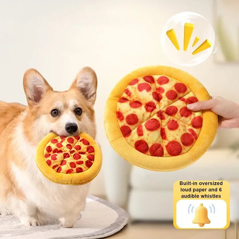 US LOCAL STOCK Hiphoppet Durable Dog Toys with Built-in Squeakers Featuring Plush Pizza and Donut Designs for Chewers - Cozy & Co. Market
