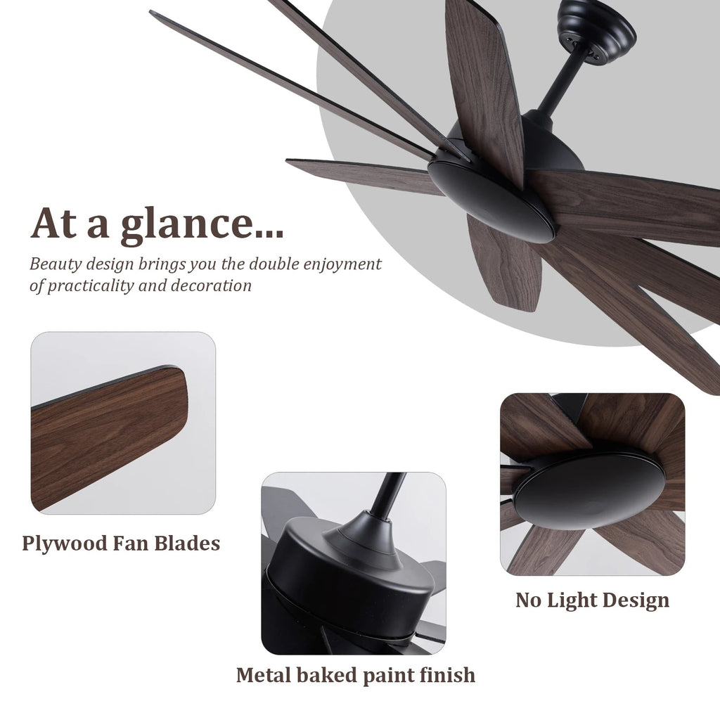 USA in Stock 52 Inch Modern 8 Wood Blades Quiet DC Motor Living Room Ceiling Fan with Light - Cozy & Co. Market