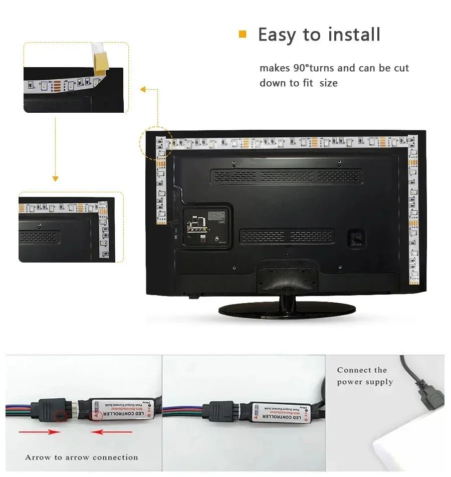 USB LED Strip Lights — TV Backlight & Room Glow Tape (1–5m) - Cozy & Co. Market