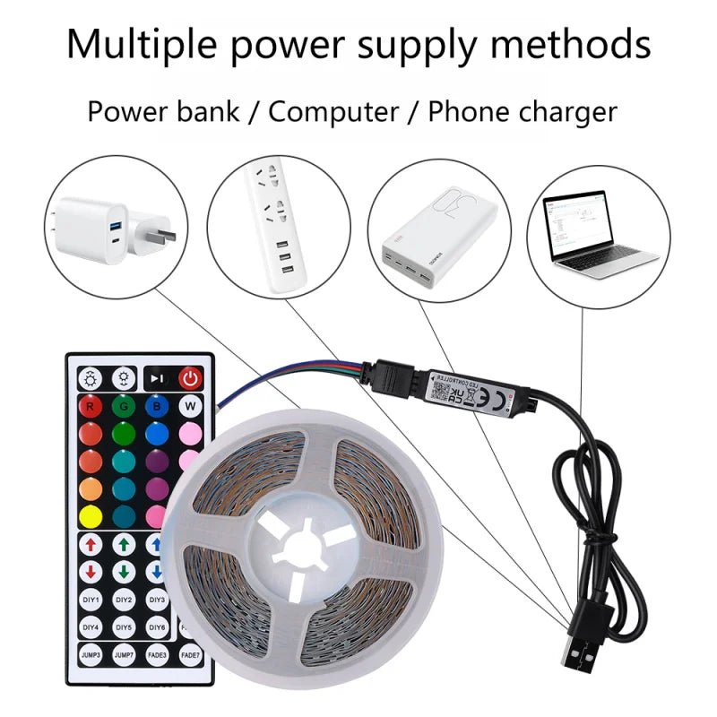 USB LED Strip Lights — TV Backlight & Room Glow Tape (1–5m) - Cozy & Co. Market
