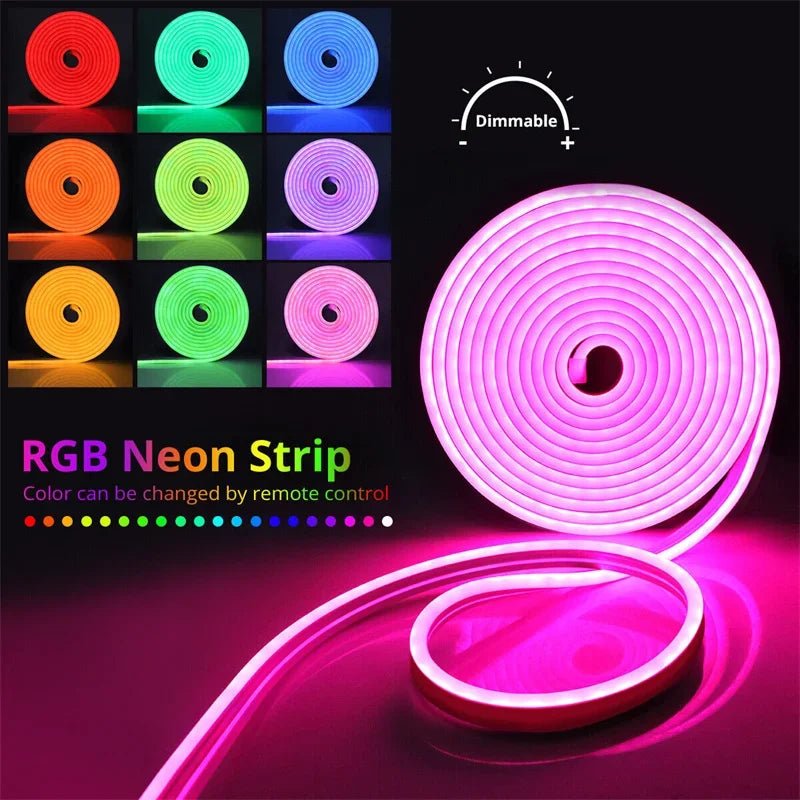 USB RGB LED Neon Rope Lights,Control with Remote,5V Flexible Led Rope Lights,RGB Neon Lights,Gaming Led Neon Strip Lights - Cozy & Co. Market