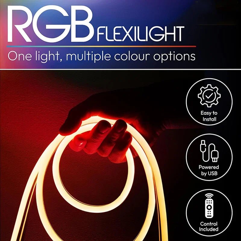 USB RGB LED Neon Rope Lights,Control with Remote,5V Flexible Led Rope Lights,RGB Neon Lights,Gaming Led Neon Strip Lights - Cozy & Co. Market