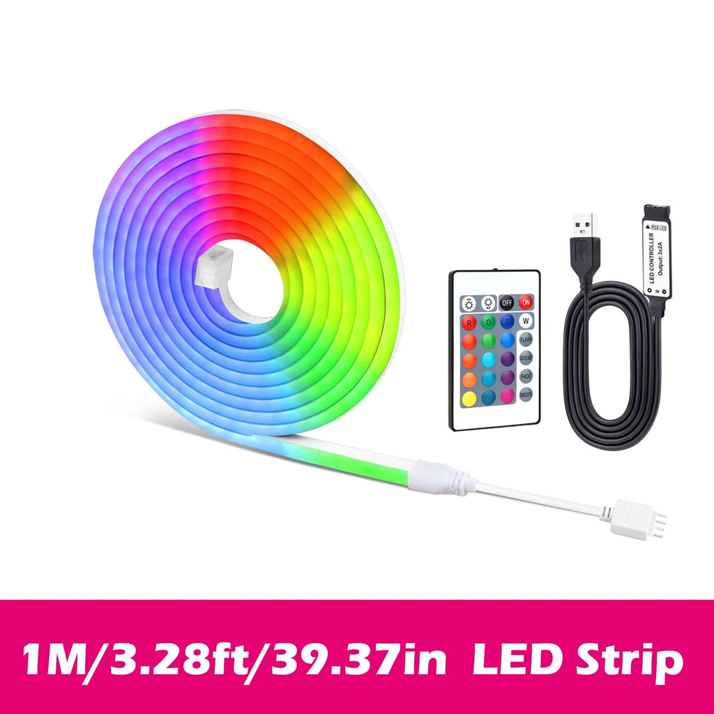USB RGB LED Neon Rope Lights,Control with Remote,5V Flexible Led Rope Lights,RGB Neon Lights,Gaming Led Neon Strip Lights - Cozy & Co. Market