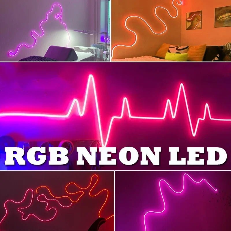 USB RGB LED Neon Rope Lights,Control with Remote,5V Flexible Led Rope Lights,RGB Neon Lights,Gaming Led Neon Strip Lights - Cozy & Co. Market