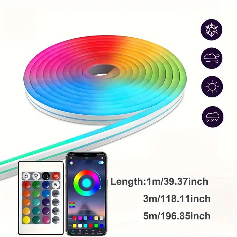 USB RGB Neon LED Strip 1M 2M 3M 5M WiFi 5V RGB Strip Work With Tuya App/Smart Life/Alexa for Game Home Neon Decor Lighting - Cozy & Co. Market