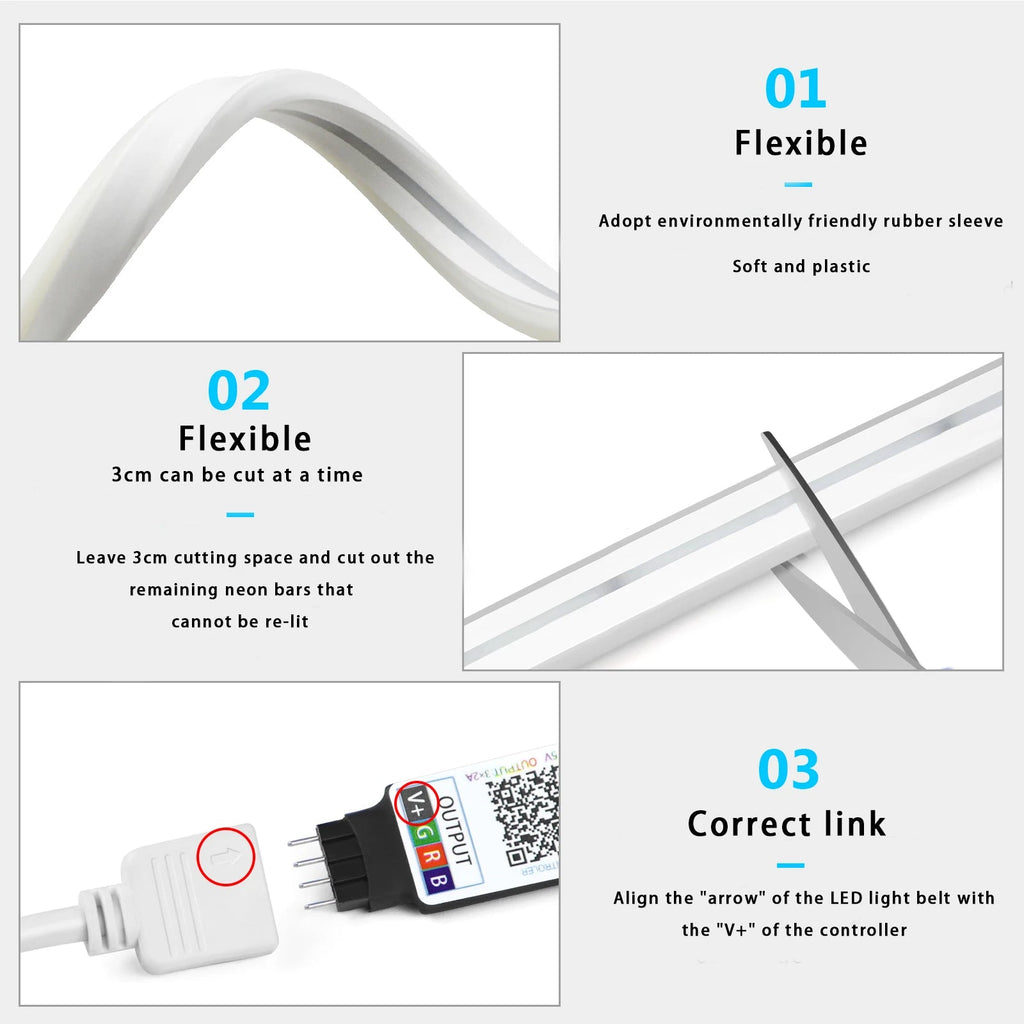 USB RGB Neon LED Strip 1M 2M 3M 5M WiFi 5V RGB Strip Work With Tuya App/Smart Life/Alexa for Game Home Neon Decor Lighting - Cozy & Co. Market