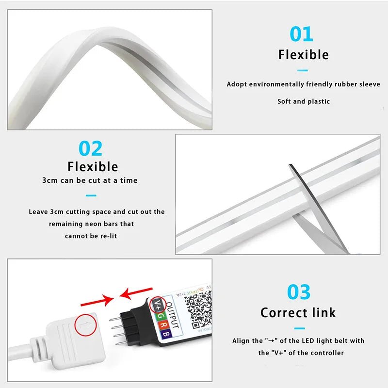 USB RGB Neon LED Strip 1M 2M 3M 5M WiFi 5V RGB Strip Work With Tuya App/Smart Life/Alexa for Game Home Neon Decor Lighting - Cozy & Co. Market