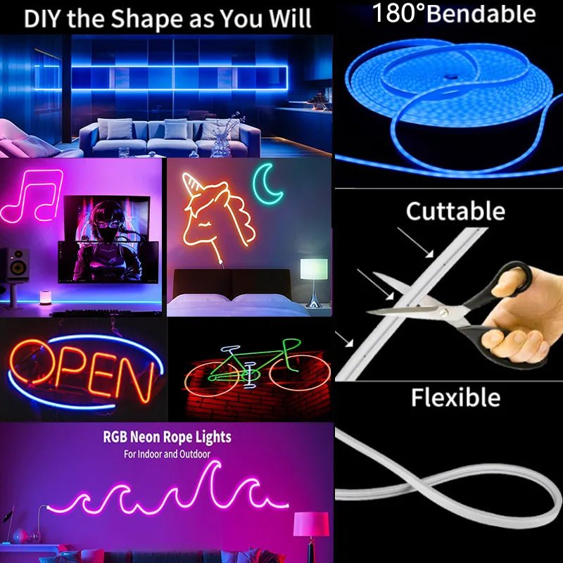 USB RGB Neon LED Strip 1M 2M 3M 5M WiFi 5V RGB Strip Work With Tuya App/Smart Life/Alexa for Game Home Neon Decor Lighting - Cozy & Co. Market