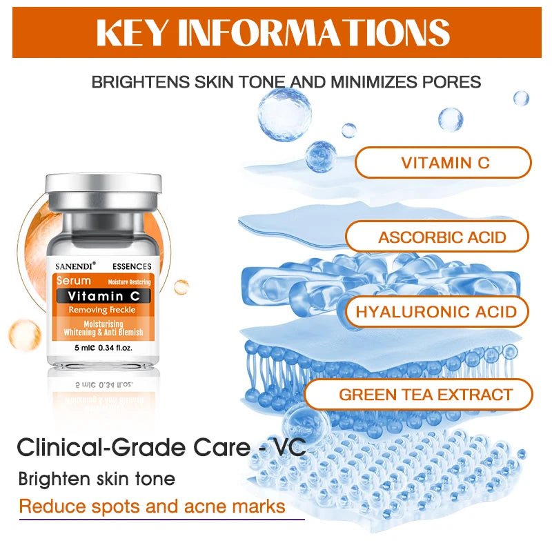 Vitamin C Hyaluronic acid Six Peptide Snail Mucin Facial Serum for Skin Care Apply Dr.Pen ACNE Solution Moisturizing 10Vials - Cozy & Co. Market
