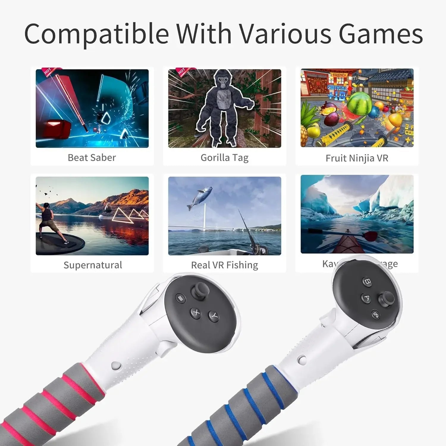 VR Games Handle For Meta Quest 3/Quest 3S Controller Long Arms Grips Playing Baseball Beat Saber Enhance VR Gaming Accessories - Cozy & Co. Market