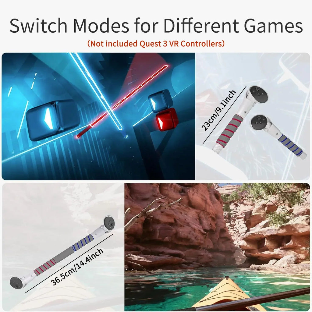 VR Games Handle For Meta Quest 3/Quest 3S Controller Long Arms Grips Playing Baseball Beat Saber Enhance VR Gaming Accessories - Cozy & Co. Market