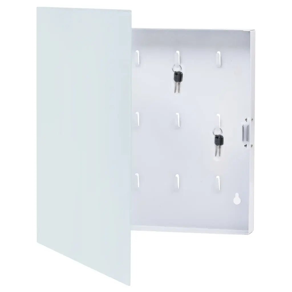 W2B VidaXL White 13.8"x13.8"x1.6" Key Box with Magnetic Board for Home Storage & Organization - Cozy & Co. Market