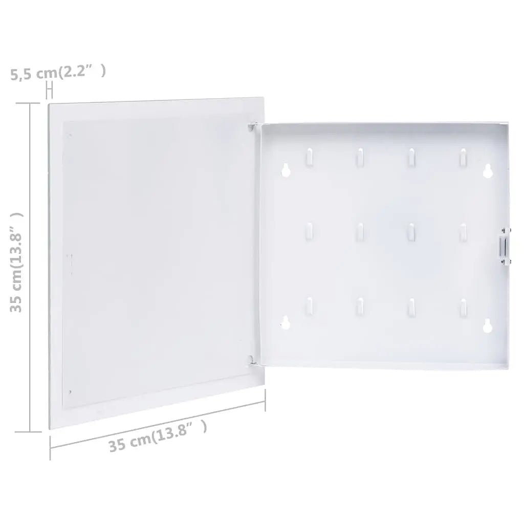 W2B VidaXL White 13.8"x13.8"x1.6" Key Box with Magnetic Board for Home Storage & Organization - Cozy & Co. Market