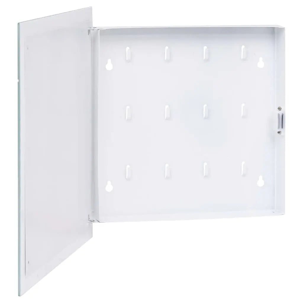 W2B VidaXL White 13.8"x13.8"x1.6" Key Box with Magnetic Board for Home Storage & Organization - Cozy & Co. Market