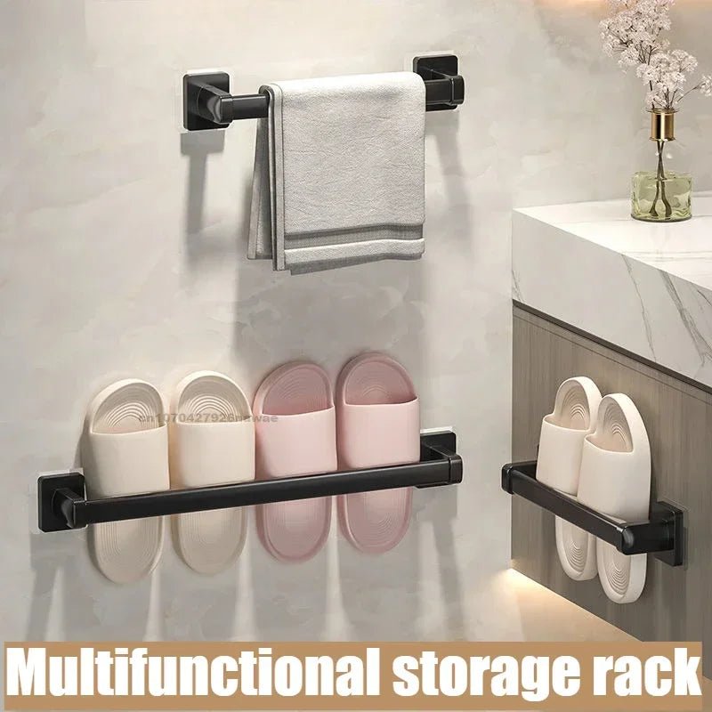 Wall Mounted Towel Rack Bathroom Storage Rack No Drilling Bathroom Horizontal Bar Towel Rack Kitchen Bathroom Accessories - Cozy & Co. Market