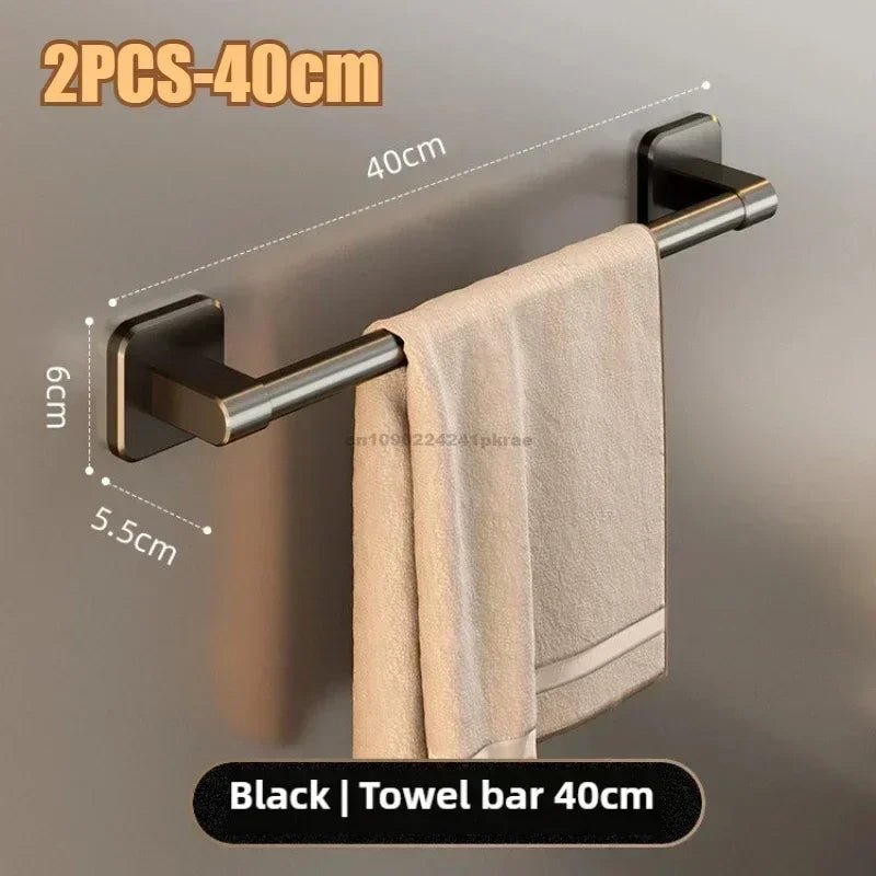 Wall Mounted Towel Rack Bathroom Storage Rack No Drilling Bathroom Horizontal Bar Towel Rack Kitchen Bathroom Accessories - Cozy & Co. Market