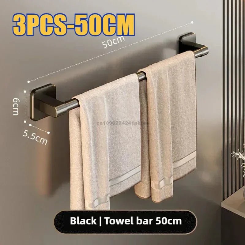 Wall Mounted Towel Rack Bathroom Storage Rack No Drilling Bathroom Horizontal Bar Towel Rack Kitchen Bathroom Accessories - Cozy & Co. Market