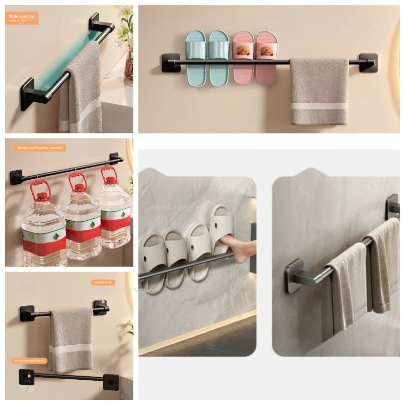 Wall Mounted Towel Rack Bathroom Storage Rack No Drilling Bathroom Horizontal Bar Towel Rack Kitchen Bathroom Accessories - Cozy & Co. Market