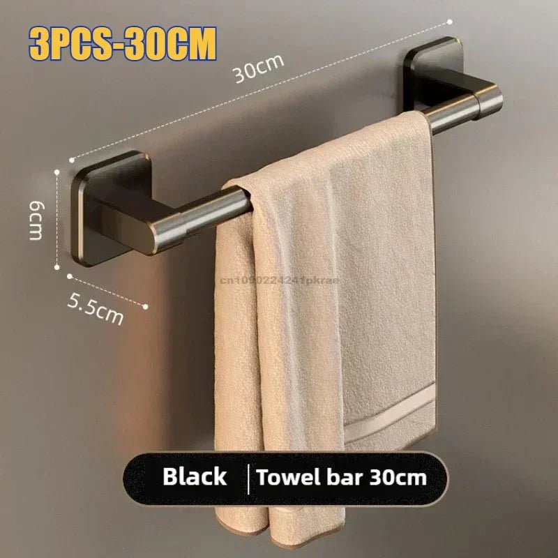 Wall Mounted Towel Rack Bathroom Storage Rack No Drilling Bathroom Horizontal Bar Towel Rack Kitchen Bathroom Accessories - Cozy & Co. Market