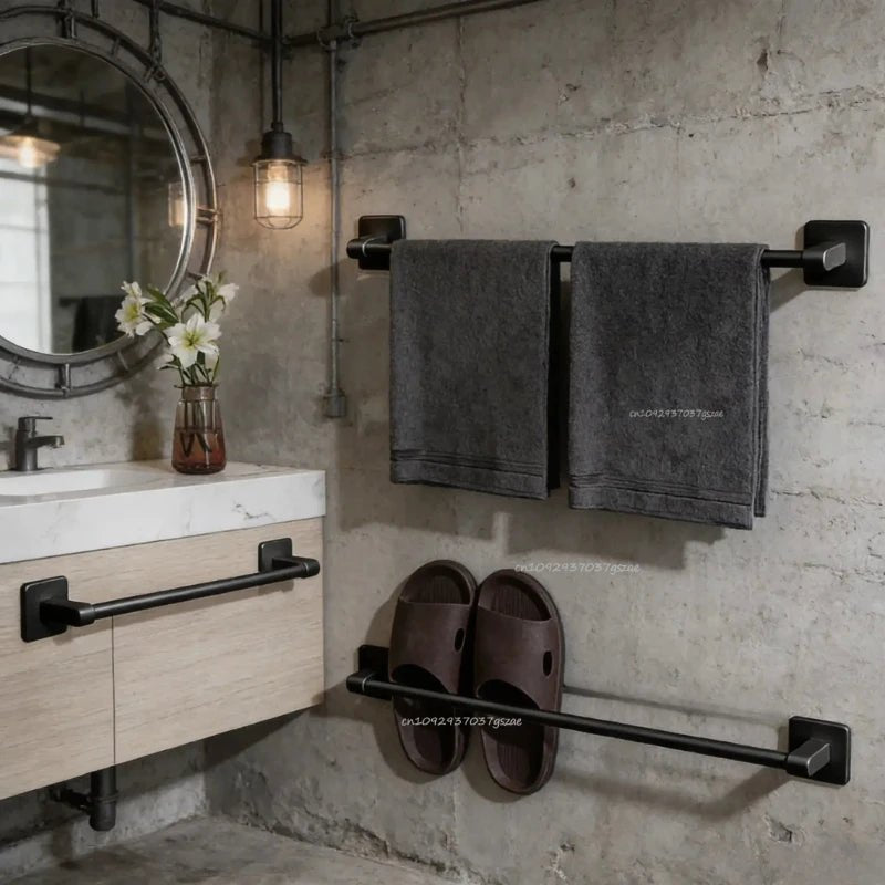 Wall Mounted Towel Rack Bathroom Storage Rack No Drilling Bathroom Horizontal Bar Towel Rack Kitchen Bathroom Accessories - Cozy & Co. Market