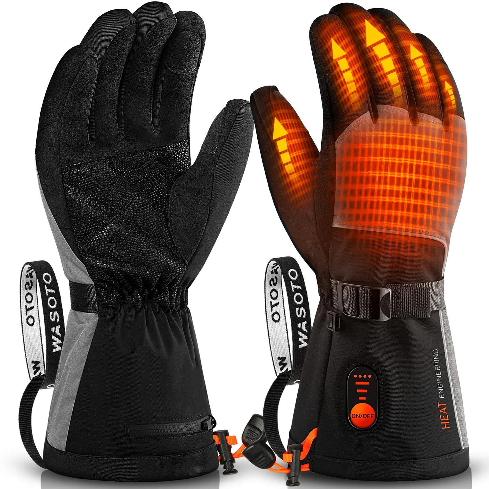 Wasoto Rechargeable Electric Battery Waterproof Touchscreen Compatible Ski Gloves for Men Women Comfortable Heated Gloves - Cozy & Co. Market