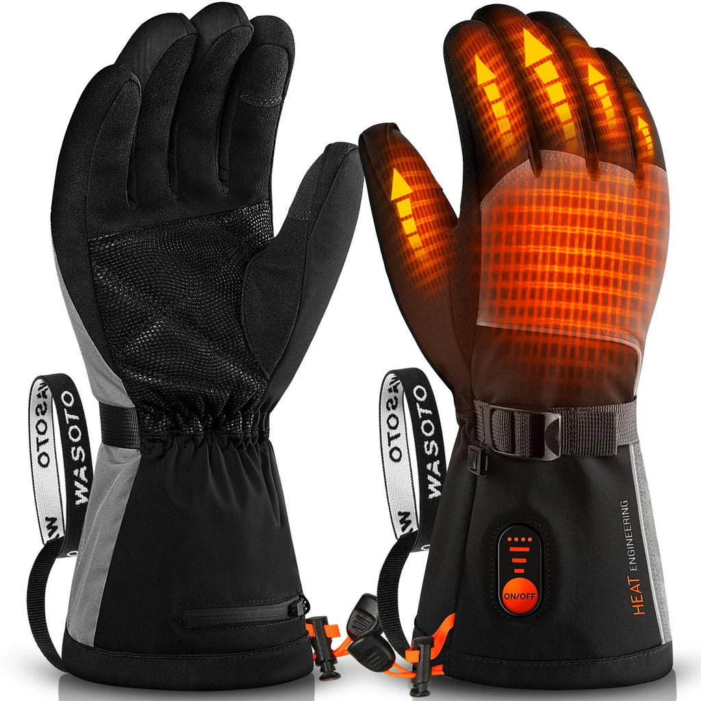 Wasoto Rechargeable Electric Battery Waterproof Touchscreen Compatible Ski Gloves for Men Women Comfortable Heated Gloves - Cozy & Co. Market