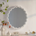 White Scalloped Round Wall Mirror, Wavy Frame for Living Room/Bedroom/Bathroom Decor - Cozy & Co. Market