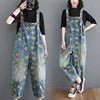 Wholesale Retro Art and Age Reduction Printing Denim Straps for Women Spring and Autumn 2026 New Large Skinny Jumpsuit - Cozy & Co. Market