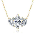 Wholesale Trendy Olive Leaf Shiny Gold Plated Marquise Round Cubic Zirconia V-Neck Collarbone Chain Pendant Necklace for Women - Cozy & Co. Market