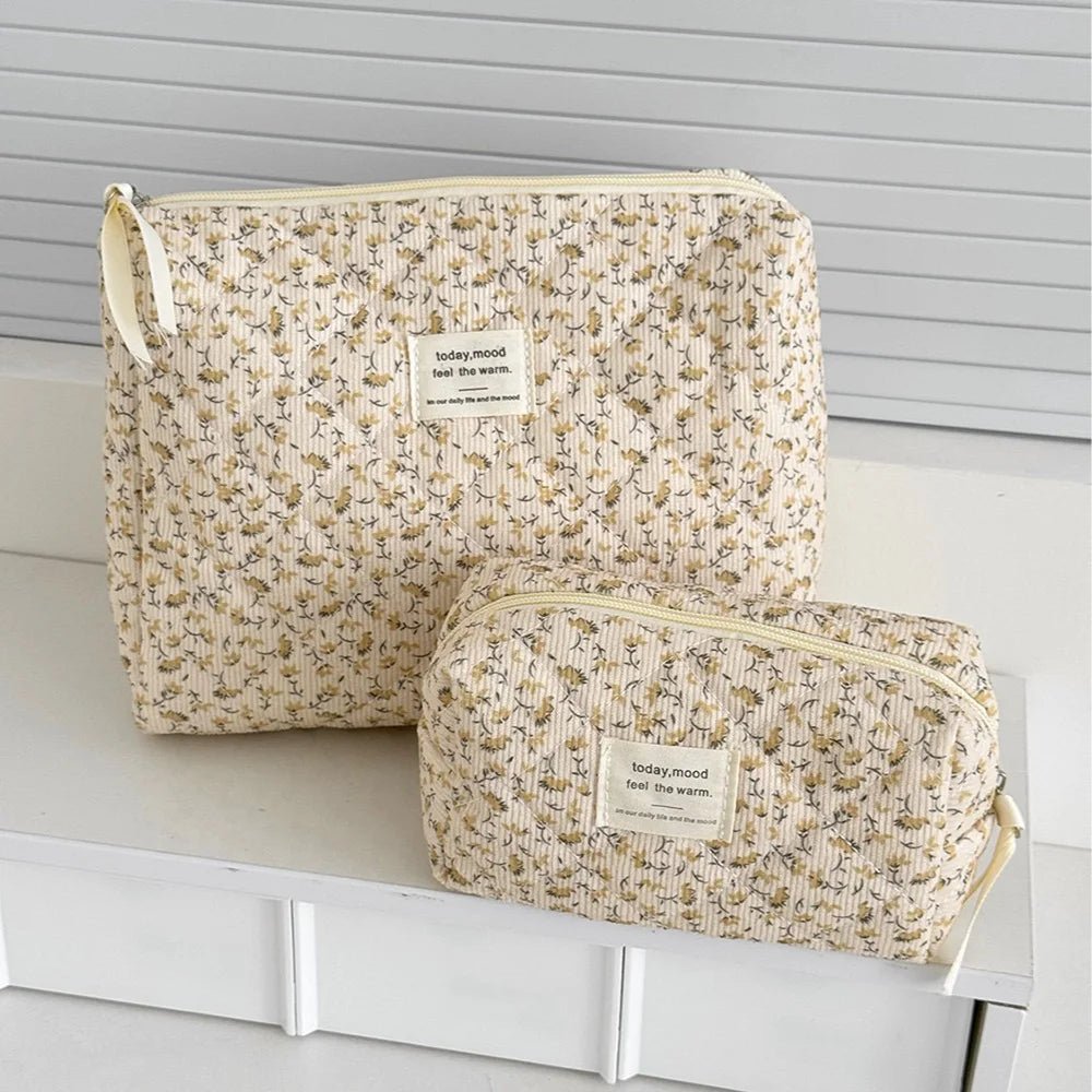 Wholesale Vintage Women Floral Print Cosmetic Pouch Handbag Travel Orgainzer Make Up Storage Bag Large Capacity Quilted Bag - Cozy & Co. Market