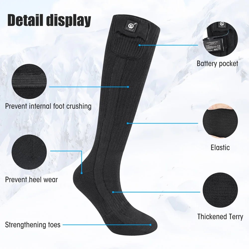 Winter 7.4V 2200MAH Breathable Men Athletic Crew Sports Socks Rechargeable Battery Heated Socks - Cozy & Co. Market