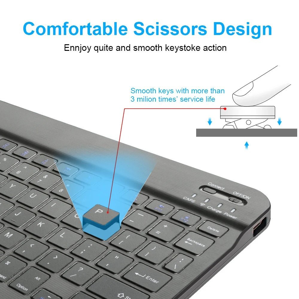 Wireless Bluetooth-compatible Keyboard For Android iOS Tablet Ultra-Thin 78 Keys Rechargeable Portable Compact Design for iPad - Cozy & Co. Market