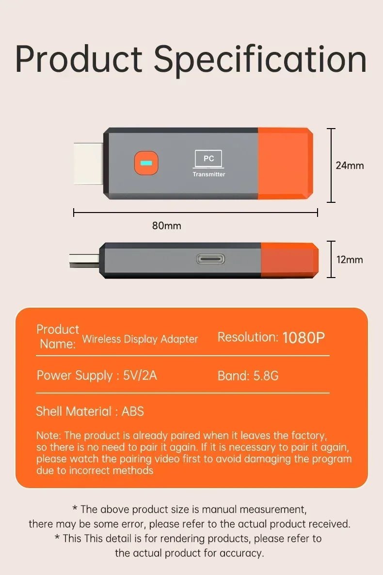 Wireless HDMI-Compatible Video Transmitter and Receiver Extender kit TV Stick Dongle Adapter For PC Camera Laptop To Monitor TV - Cozy & Co. Market