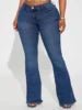 Women's Dark Blue Vintage Jeans High Waist Wide Leg Flared Pants Slim Flare Casual Style Denim Button for Spring Plus Size - Cozy & Co. Market