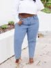 Women's High Waist Casual Jeans 2025 Full-Length Light Blue Denim Hand-Drawn Vintage Style Straight-leg Pants Cotton Selvage - Cozy & Co. Market
