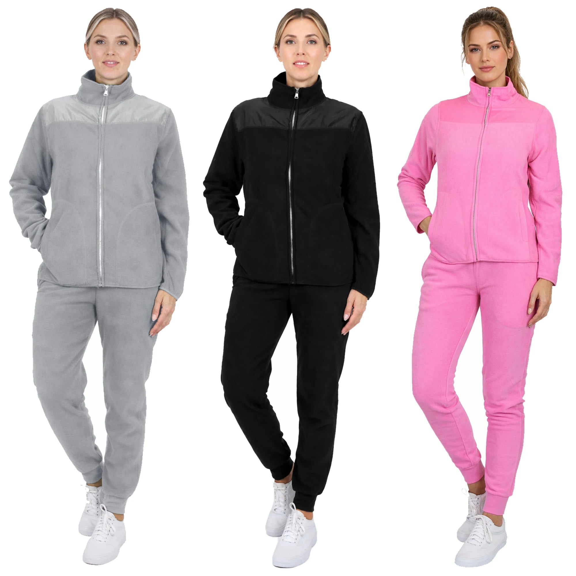 Women's Winter Casual 2-Piece Solid Fashion Sweater Jogger Woven Polar Fleece Full-Length 100% Polyester Daily Wear Matching Set - Cozy & Co. Market