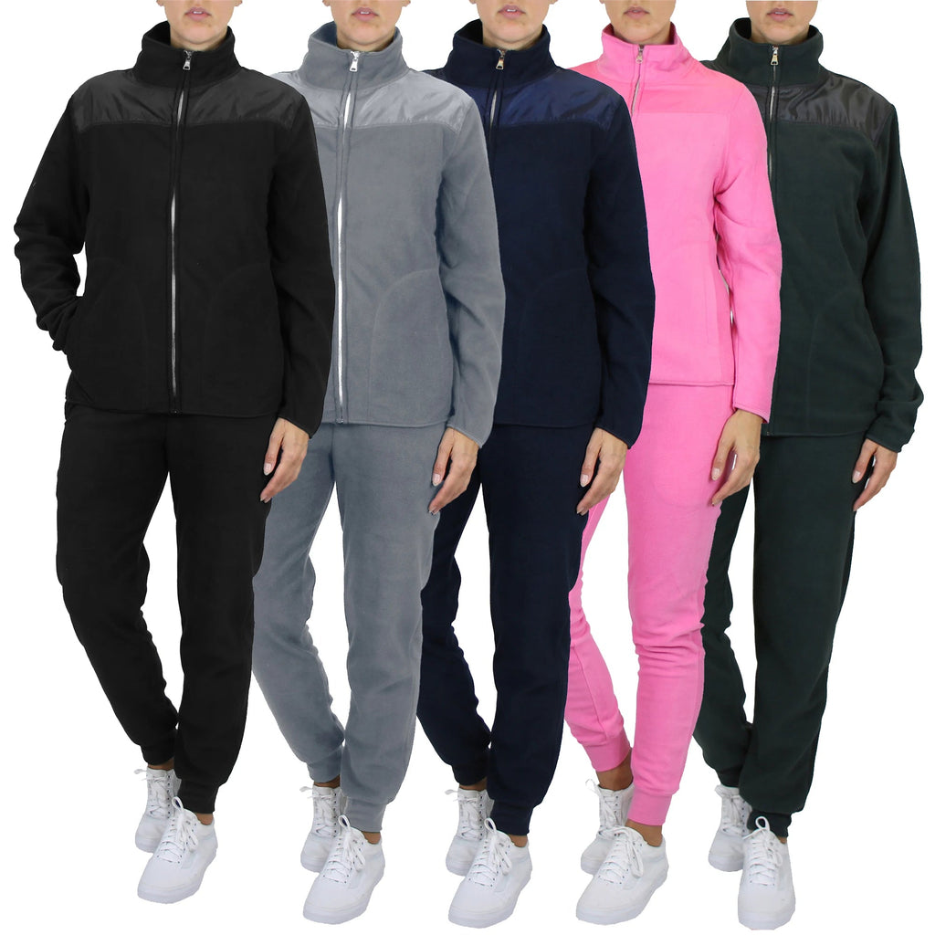 Women's Winter Casual 2-Piece Solid Fashion Sweater Jogger Woven Polar Fleece Full-Length 100% Polyester Daily Wear Matching Set - Cozy & Co. Market