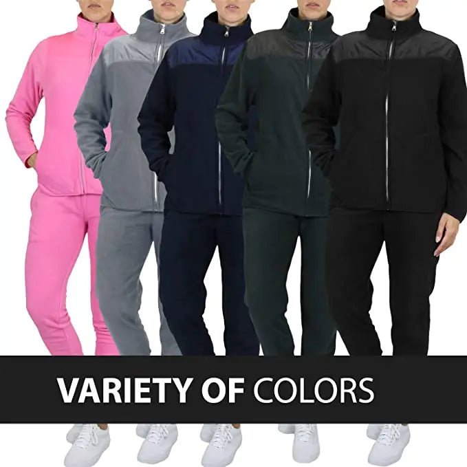Women's Winter Casual 2-Piece Solid Fashion Sweater Jogger Woven Polar Fleece Full-Length 100% Polyester Daily Wear Matching Set - Cozy & Co. Market
