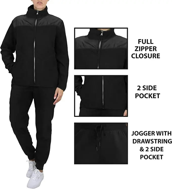Women's Winter Casual 2-Piece Solid Fashion Sweater Jogger Woven Polar Fleece Full-Length 100% Polyester Daily Wear Matching Set - Cozy & Co. Market
