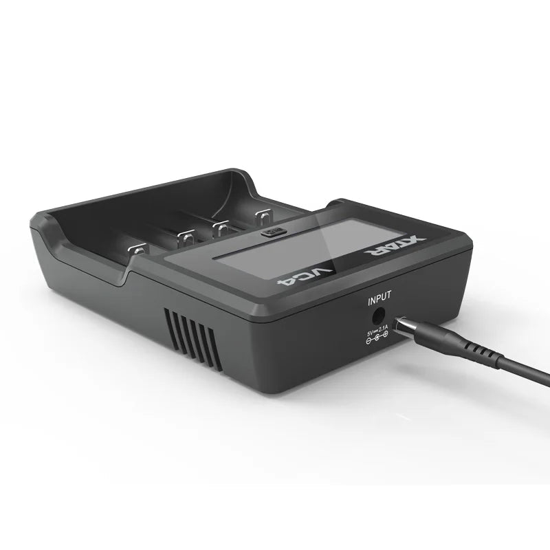 XTAR VC4 4 Slots 5V 2.1A LCD Display DC USB Input AA AAA Nimh D Size and Li-ion 18650 26650 Rechargeable Battery Charger - Cozy & Co. Market