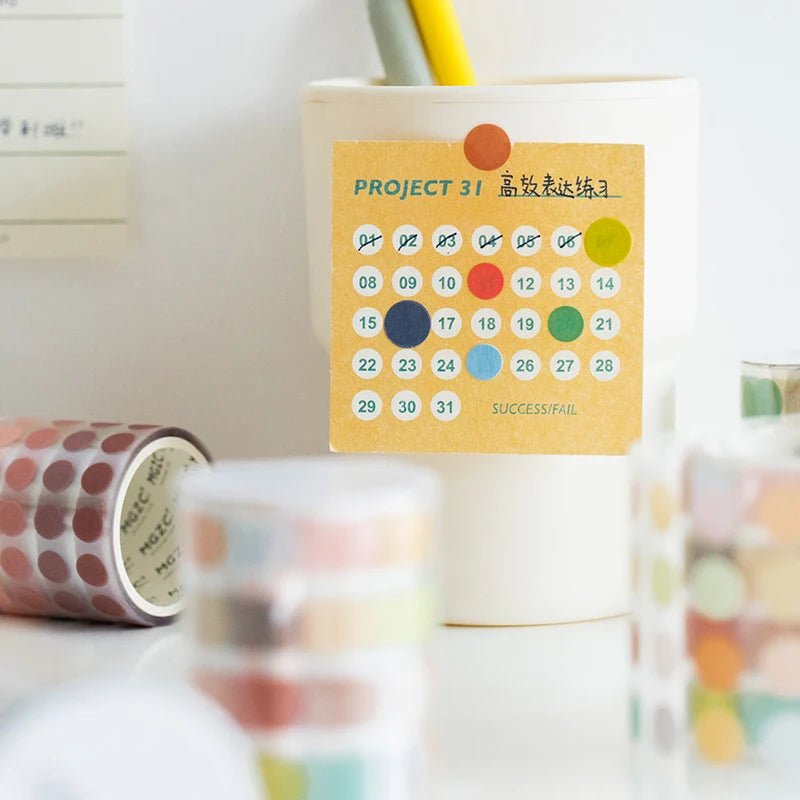 Yoofun 5*300cm Color Dots Decorative Adhesive Washi Tape Masking Tape DIY Scrapbooking Sticker Label Japanese Stationery - Cozy & Co. Market