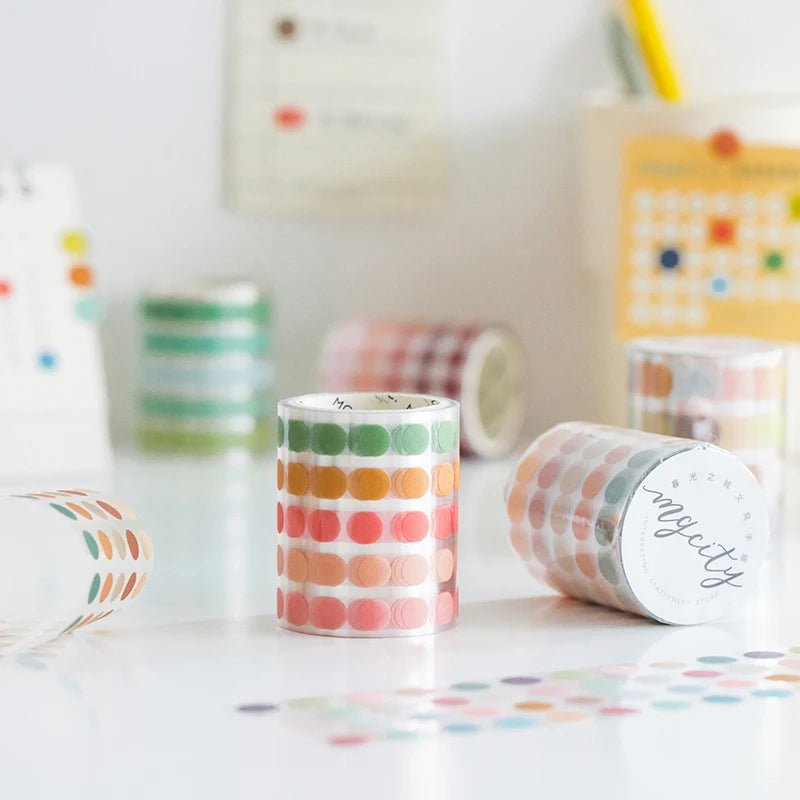 Yoofun 5*300cm Color Dots Decorative Adhesive Washi Tape Masking Tape DIY Scrapbooking Sticker Label Japanese Stationery - Cozy & Co. Market