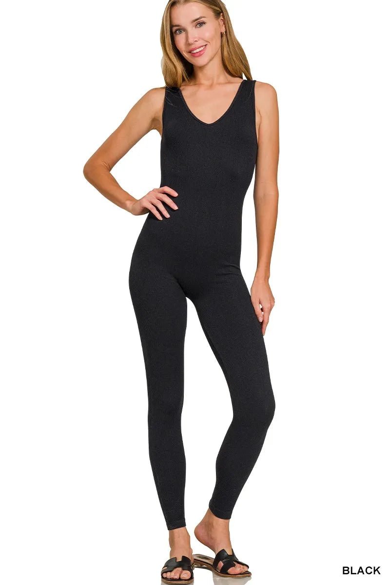 Zenana Breathable Seamless Ribbed Sports Jumpsuit - Cozy & Co. Market