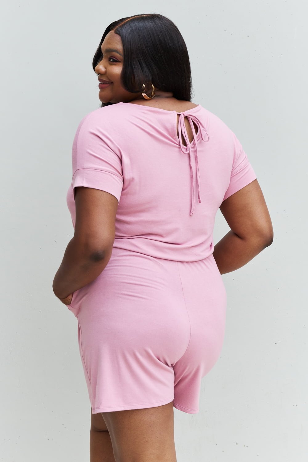 Zenana Chilled Out Full Size Short Sleeve Romper in Light Carnation Pink - Cozy & Co. Market