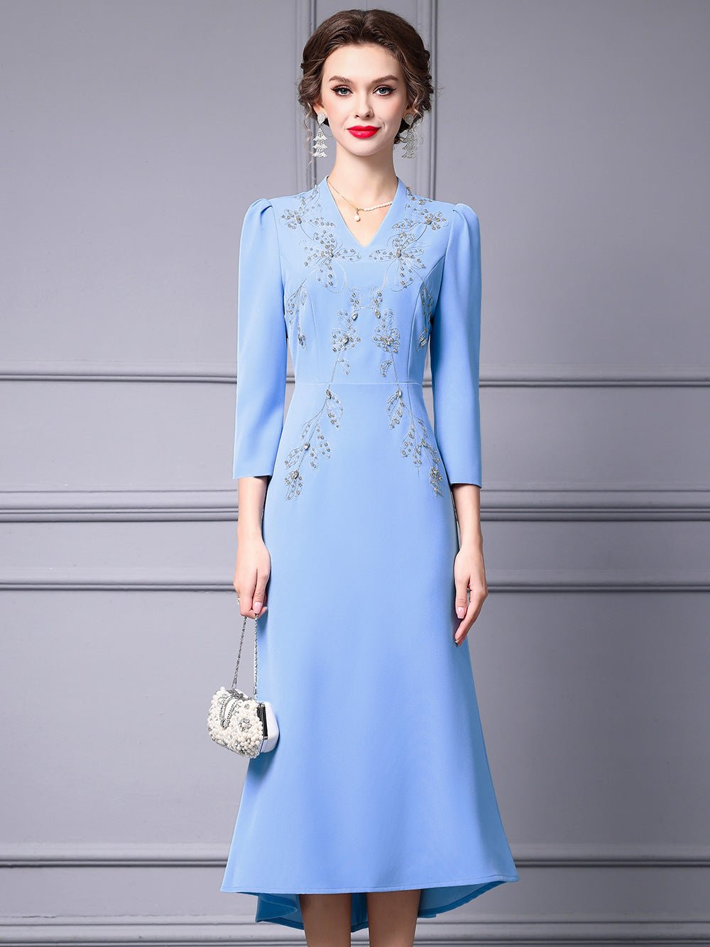 Zhili 2026 New Model Dress for Important Occasions, Elegant Socialite Style, Embroidered with Rhinestones, Short in the Front and Long in the Back, Mermaid Dress - Cozy & Co. Market